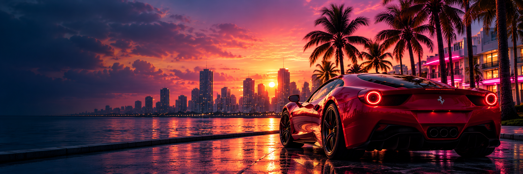 Ferrari at dusk