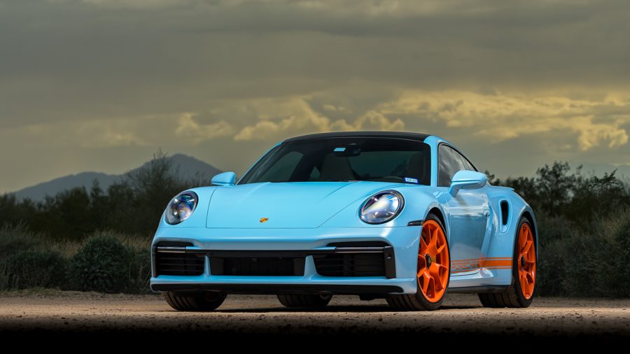 Gulf Blue 2022 Porsche 911 Turbo S Coupe at Bring a Trailer